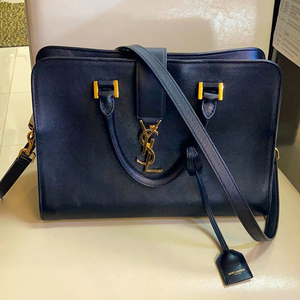 SAINT LAURENT CABAS CHYC YSL LEATHER SATCHEL